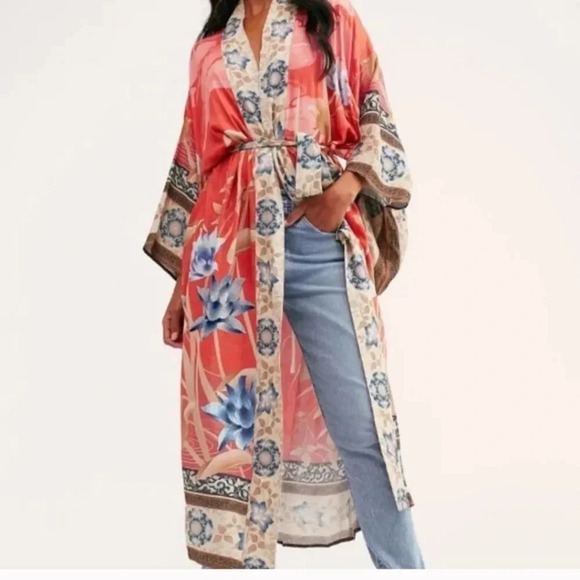 Tops - Coming Soon-New Bohemian Floral Kimono Duster